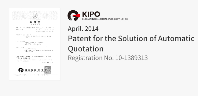 April. 2014 Patent for the Solution of Automatic Quotation